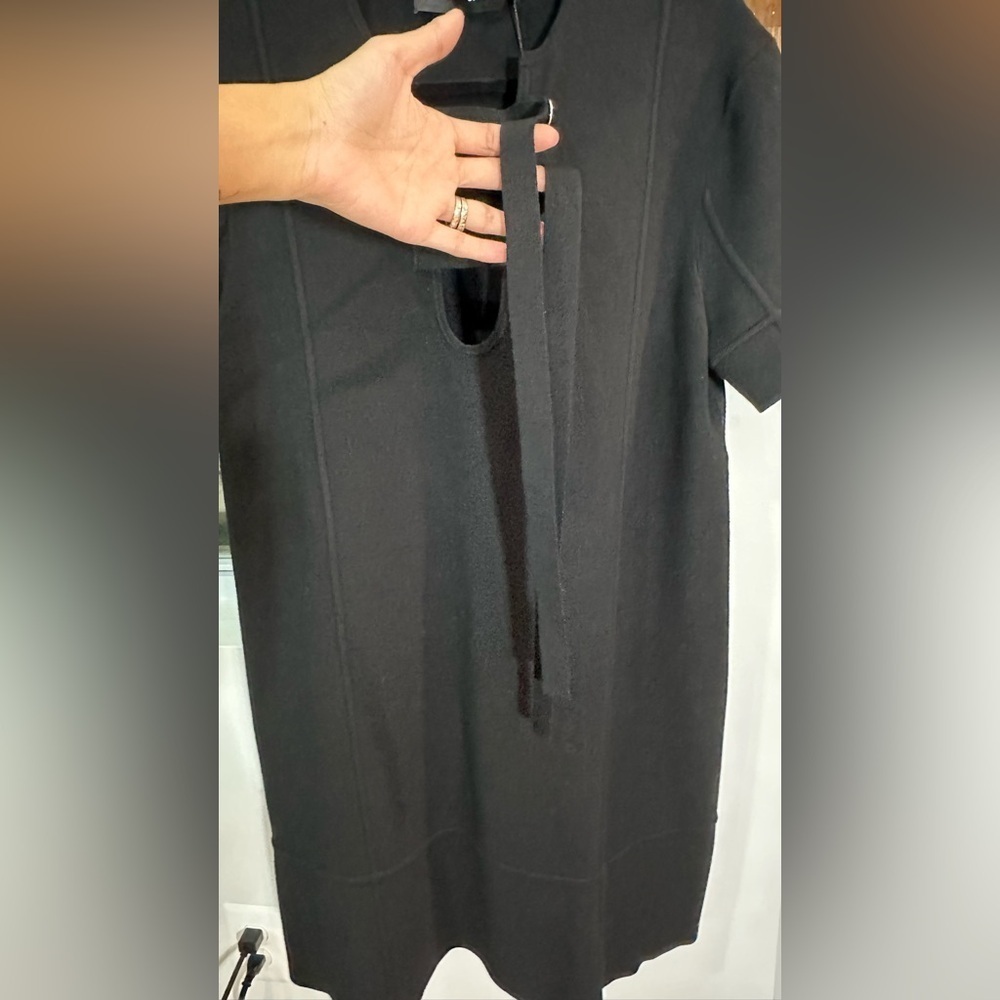 NWT Proenza Schouler Black Knit Short Sleeve Shift Dress D-Ring Buckle Straps L - Picture 7 of 13